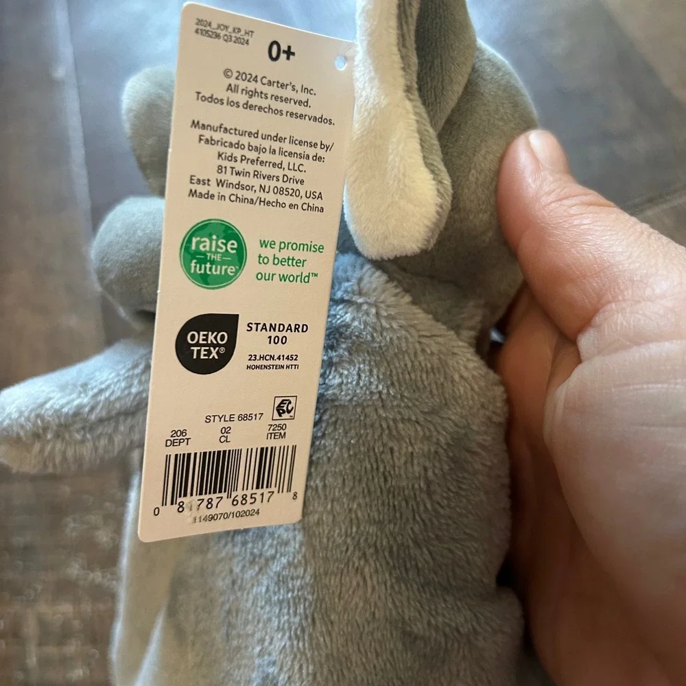 Carters Just One You Elephant Security Blanket Lovey Grey Satin Trim 68517 NEW